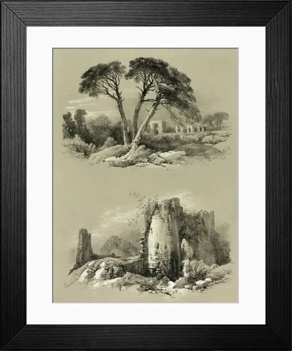 Framed Print : Frejus and Pennard Castle, from Picturesque Selections, 1860 Framed Print : Frejus and Pennard Castle, from Picturesque Selections, 1860