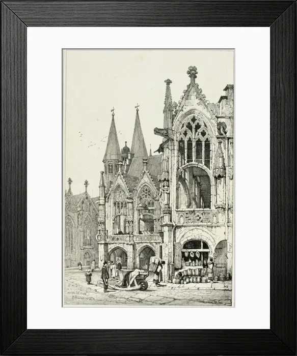 Framed Print : Hotel de Ville, Brunswick, 1833. Creator: Samuel Prout Framed Print : Hotel de Ville, Brunswick, 1833. Creator: Samuel Prout