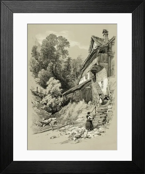 Framed Print : Brunnen, from Picturesque Selections, 1860. Creator: James Duffield Harding Framed Print : Brunnen, from Picturesque Selections, 1860. Creator: James Duffield Harding