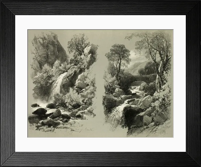 Framed Print : Lady Fall, Vale of Heath, and Fall on the Brent, from Picturesque Selections, 1860 Framed Print : Lady Fall, Vale of Heath, and Fall on the Brent, from Picturesque Selections, 1860