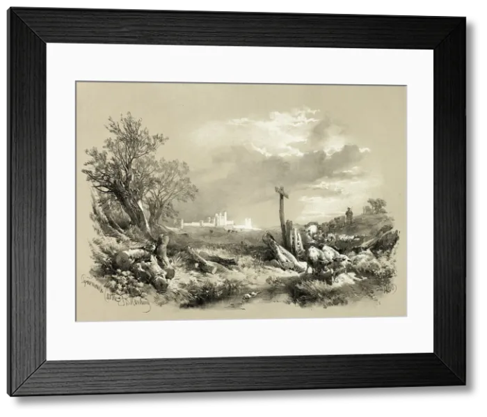 Framed Print : Tynemouth Castle, from Picturesque Selections, 1860. Creator: James Duffield Harding Framed Print : Tynemouth Castle, from Picturesque Selections, 1860. Creator: James Duffield Harding