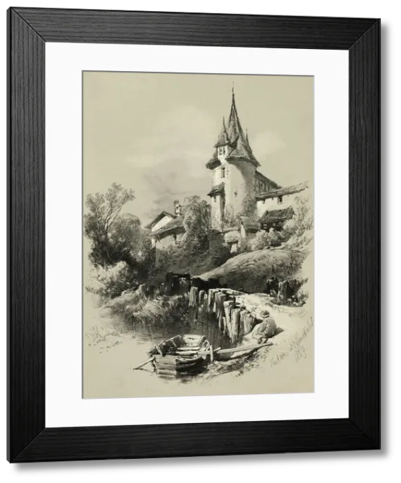 Framed Print : Nidan W. Neuchatel, from Picturesque Selections, 1859. Creator: James Duffield Harding Framed Print : Nidan W. Neuchatel, from Picturesque Selections, 1859. Creator: James Duffield Harding