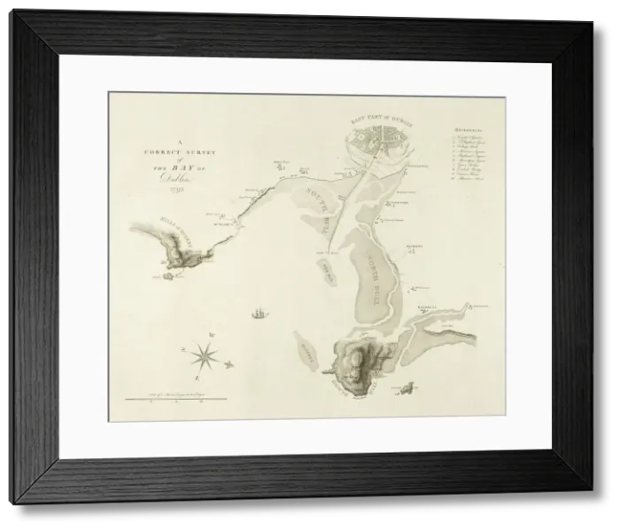 Framed Print : A Correct Survey of the Bay of Dublin, published December 1795. Creator: James Malton Framed Print : A Correct Survey of the Bay of Dublin, published December 1795. Creator: James Malton