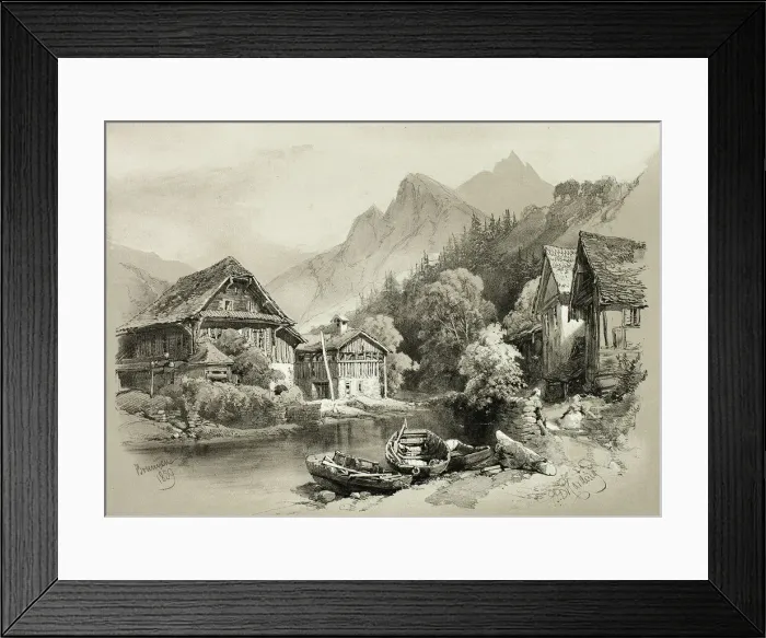 Framed Print : Brunnen, from Picturesque Selections, 1859. Creator: James Duffield Harding Framed Print : Brunnen, from Picturesque Selections, 1859. Creator: James Duffield Harding