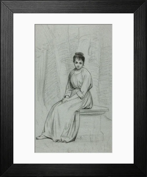 Framed Print : Woman Resting on Stone Bench, n. d. Creator: Henry Stacy Marks Framed Print : Woman Resting on Stone Bench, n. d. Creator: Henry Stacy Marks