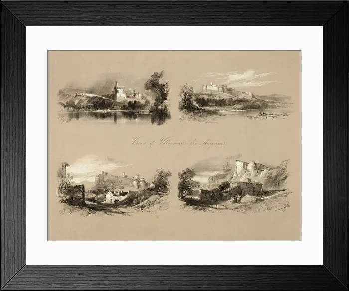 Framed Print : Views of Villenueve les Avignon, from Picturesque Selections, c. 1860. Creator: James Duffield Harding Framed Print : Views of Villenueve les Avignon, from Picturesque Selections, c. 1860. Creator: James Duffield Harding