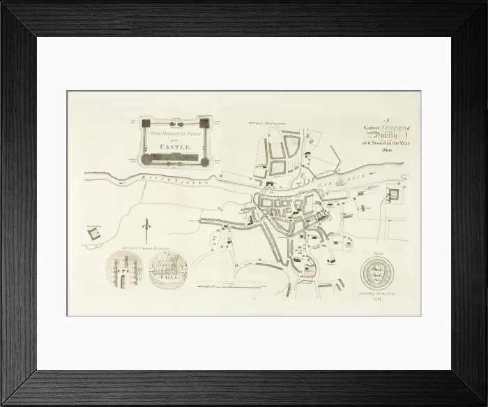 Framed Print : Correct Survey of Dublin, As It Stood in the Year 1610, published July 1792 Framed Print : Correct Survey of Dublin, As It Stood in the Year 1610, published July 1792
