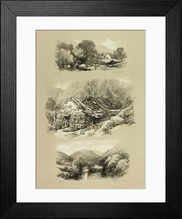 Framed Print : Pandy Mill, Church Pool, and one other subject, from Picturesque Selections, c. 1860 Framed Print : Pandy Mill, Church Pool, and one other subject, from Picturesque Selections, c. 1860