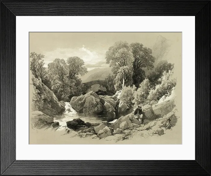 Framed Print : Sledde Bridge, from Picturesque Selections, 1860. Creator: James Duffield Harding Framed Print : Sledde Bridge, from Picturesque Selections, 1860. Creator: James Duffield Harding