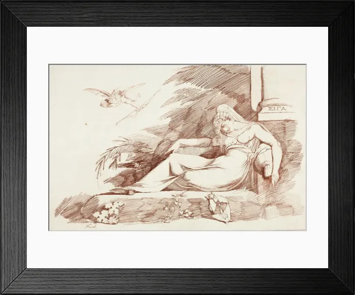 Framed Print : Sleeping Woman with a Cupid, 1780 / 90. Creator: Henry Fuseli Framed Print : Sleeping Woman with a Cupid, 1780 / 90. Creator: Henry Fuseli