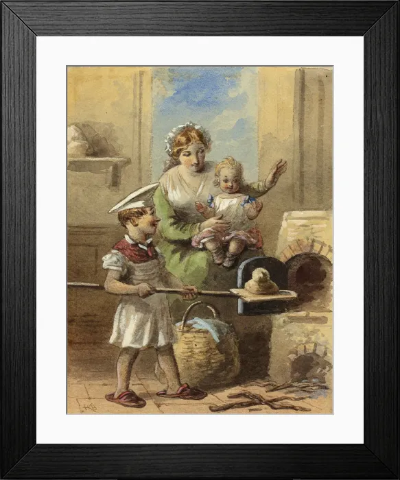 Framed Print : Boy Baking Bread, n. d. Creator: Hablot Knight Browne Framed Print : Boy Baking Bread, n. d. Creator: Hablot Knight Browne