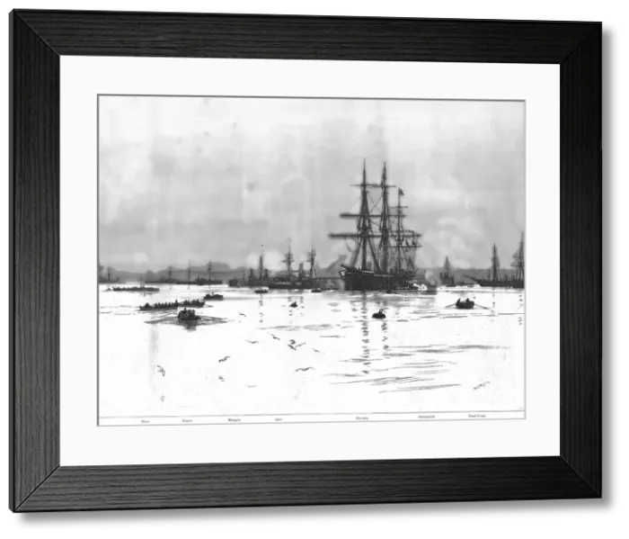 Framed Print : The Naval Mobilisation, B'Squadron at Portland Roads, 1888. Creator: William Lionel Wyllie Framed Print : The Naval Mobilisation, B'Squadron at Portland Roads, 1888. Creator: William Lionel Wyllie