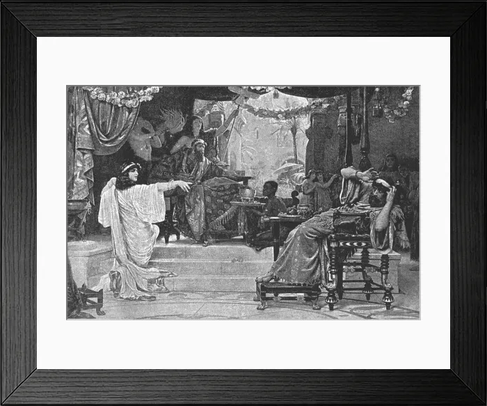 Framed Print : Pictures of the Year VIII, Esther denouncing Haman to Ahasuerus, 1888. Creator: Ernest Normand Framed Print : Pictures of the Year VIII, Esther denouncing Haman to Ahasuerus, 1888. Creator: Ernest Normand