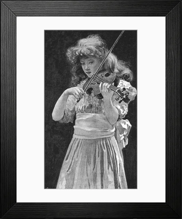 Framed Print : Pictures of the Year- IX, A Child Playing the Violin, 1888. Creator: Arthur Dampier May Framed Print : Pictures of the Year- IX, A Child Playing the Violin, 1888. Creator: Arthur Dampier May
