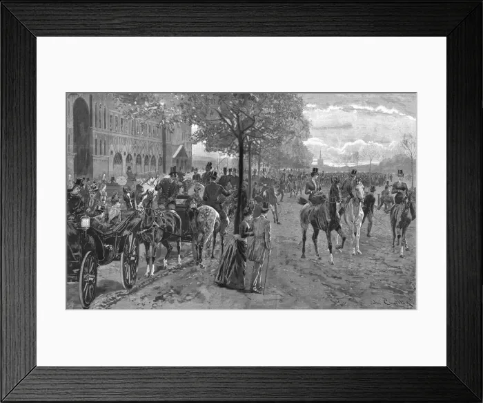 Framed Print : Waiting for a glimpse of her majesty, Hyde Park, 1888. Creator: John Charlton Framed Print : Waiting for a glimpse of her majesty, Hyde Park, 1888. Creator: John Charlton