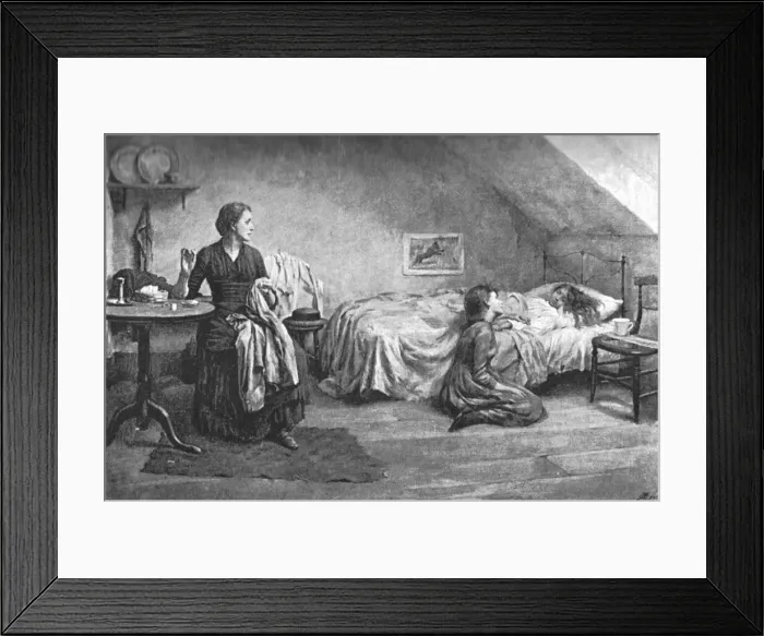 Framed Print : Pictures of the Year- VII, Widowed and Fatherless, 1888. Creator: Thomas Benjamin Kennington Framed Print : Pictures of the Year- VII, Widowed and Fatherless, 1888. Creator: Thomas Benjamin Kennington