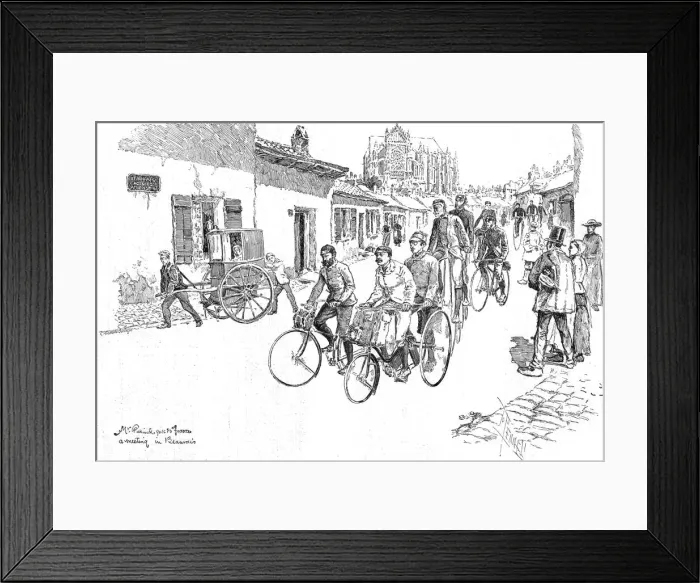Framed Print : A Tour of the Pickwick Cycling Club in France, 1888. Creator: C Angerer & Goschl Framed Print : A Tour of the Pickwick Cycling Club in France, 1888. Creator: C Angerer & Goschl