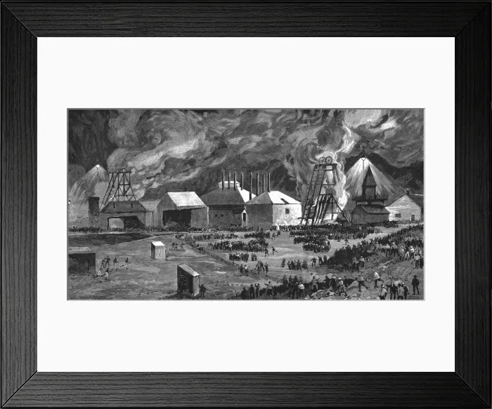 Framed Print : The fire at the De Beers mine, Kimberley, South Africa, July 11. 1888. Creator: Unknown Framed Print : The fire at the De Beers mine, Kimberley, South Africa, July 11. 1888. Creator: Unknown