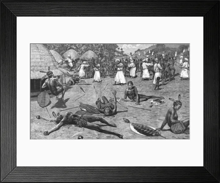 Framed Print : A Slave Raid in Central Africa, 1888. Creator: Unknown Framed Print : A Slave Raid in Central Africa, 1888. Creator: Unknown