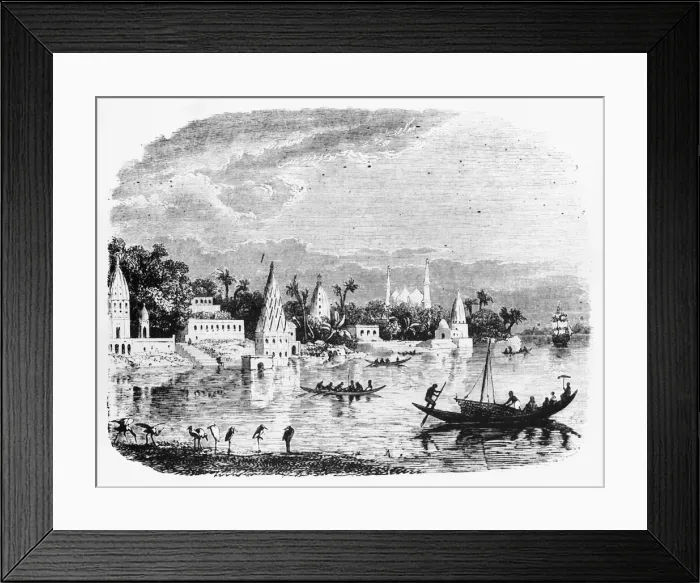 Framed Print : Scene on the Banks of the Ganges, c1891. Creator: James Grant Framed Print : Scene on the Banks of the Ganges, c1891. Creator: James Grant