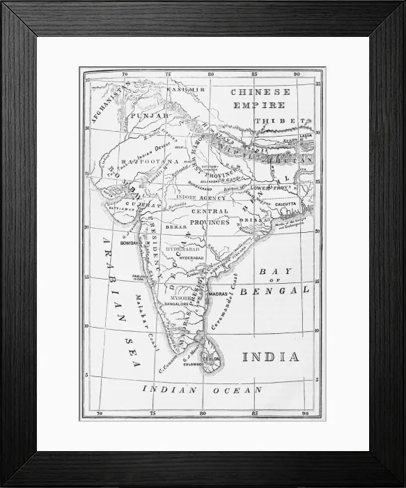 Framed Print : Sketch Map of India, c1891. Creator: James Grant Framed Print : Sketch Map of India, c1891. Creator: James Grant