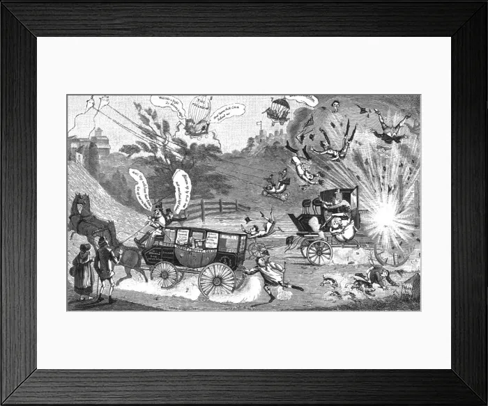 Framed Print : The Perils of Steam Coaches circa1810, 1888. Creator: Unknown Framed Print : The Perils of Steam Coaches circa1810, 1888. Creator: Unknown