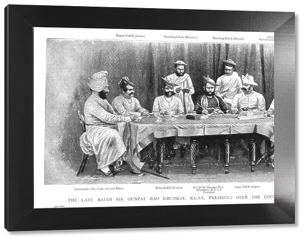 The Late Rajah Sir Gunpat Rao Khudkay K. C. S. I. Presiding over the Council of Regency, Gwalior, In Creator: Unknown