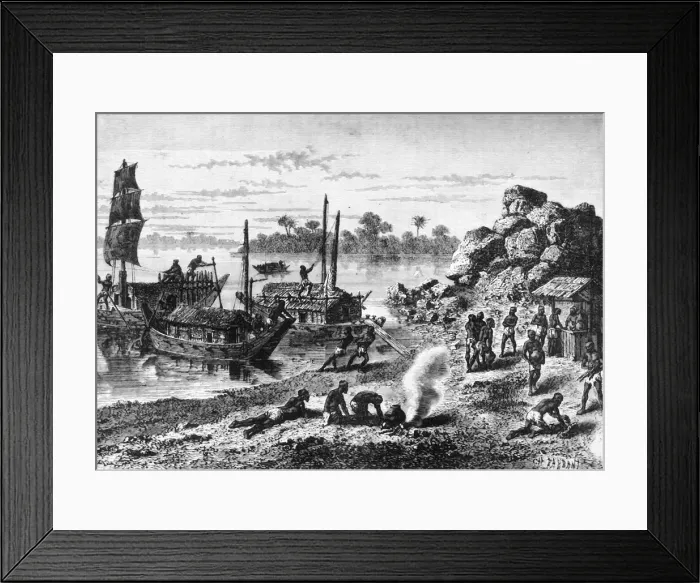 Framed Print : Boats and Boatmen of the Ganges, c1891. Creator: James Grant Framed Print : Boats and Boatmen of the Ganges, c1891. Creator: James Grant