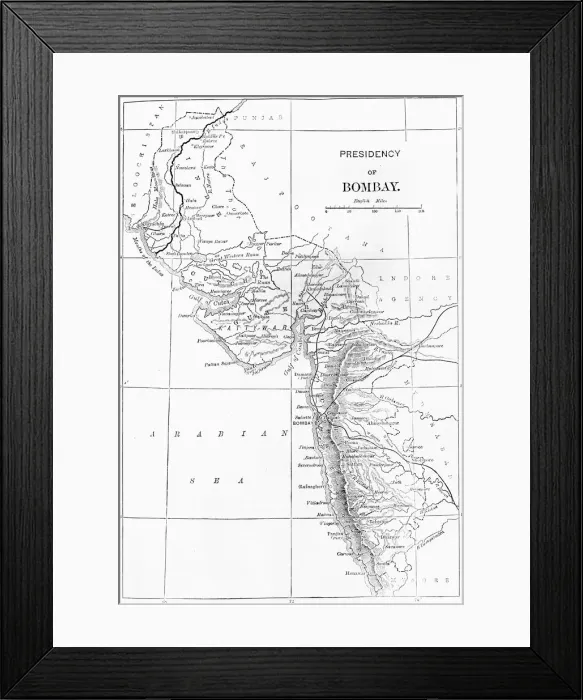 Framed Print : Map of Presidency of Bombay, c1891. Creator: James Grant Framed Print : Map of Presidency of Bombay, c1891. Creator: James Grant