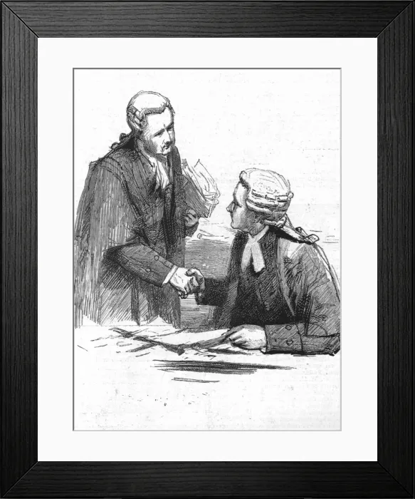 Framed Print : The Parnell Commission at the Royal Courts of Justice; the salute before the duel, Sir Richard Web Creator: Unknown Framed Print : The Parnell Commission at the Royal Courts of Justice; the salute before the duel, Sir Richard Web Creator: Unknown