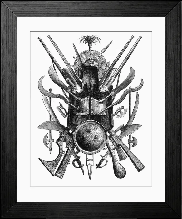 Framed Print : Group of Indian Weapons of War, c1891. Creator: James Grant Framed Print : Group of Indian Weapons of War, c1891. Creator: James Grant