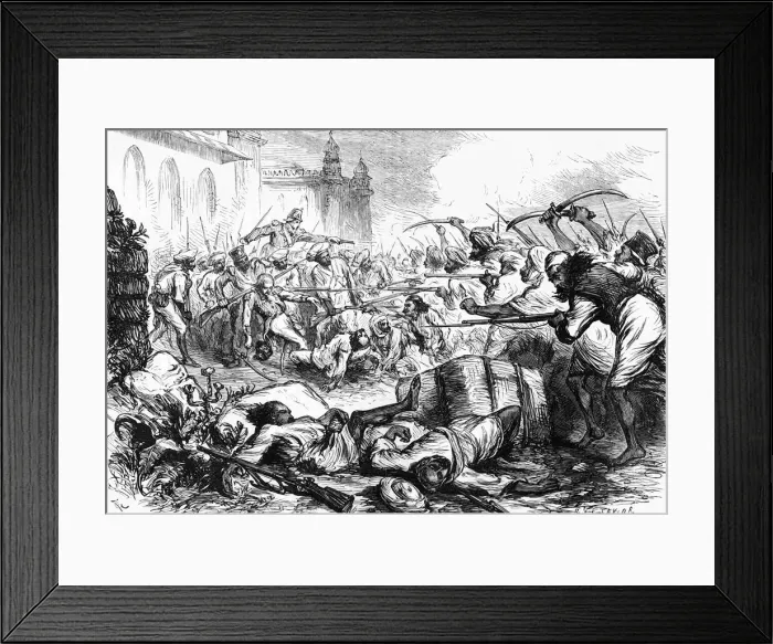 Framed Print : Rescue of Cheyte Sing: Attack on the Sepoys, c1891. Creator: James Grant Framed Print : Rescue of Cheyte Sing: Attack on the Sepoys, c1891. Creator: James Grant
