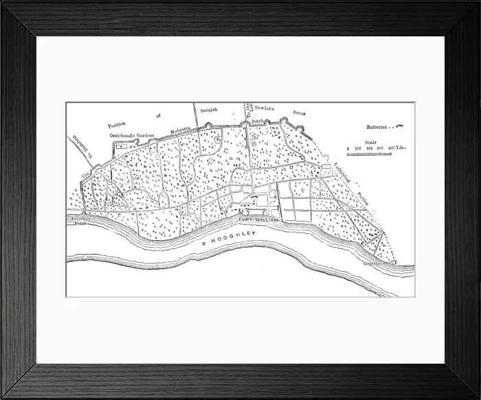 Framed Print : Territory of Calcutta When Attacked by Surajah Dowlah, 1756, c1891. Creator: James Grant Framed Print : Territory of Calcutta When Attacked by Surajah Dowlah, 1756, c1891. Creator: James Grant