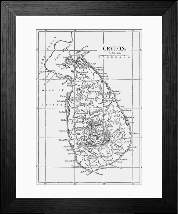 Framed Print : Map of Ceylon, c1891. Creator: James Grant Framed Print : Map of Ceylon, c1891. Creator: James Grant