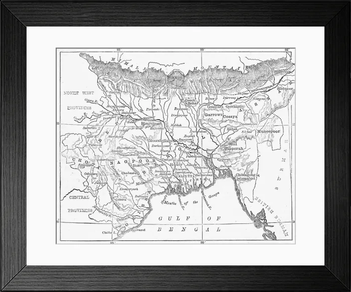 Framed Print : Map of Bengal, Behar, and Orissa, c1891. Creator: James Grant Framed Print : Map of Bengal, Behar, and Orissa, c1891. Creator: James Grant