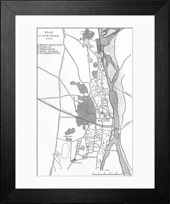 Framed Print : Plan of Cawnpore, c1891. Creator: James Grant Framed Print : Plan of Cawnpore, c1891. Creator: James Grant