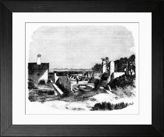 Framed Print : Natives Working on a Factory near Allahabad, c1891. Creator: James Grant Framed Print : Natives Working on a Factory near Allahabad, c1891. Creator: James Grant