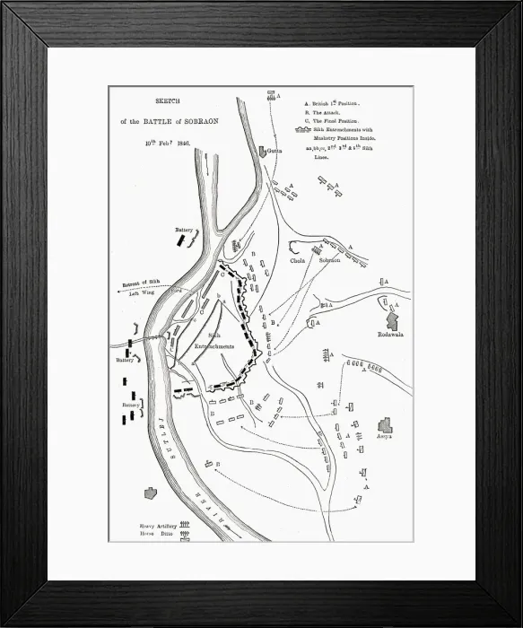 Framed Print : Plan of the Battle of Sobraon, c1891. Creator: James Grant Framed Print : Plan of the Battle of Sobraon, c1891. Creator: James Grant