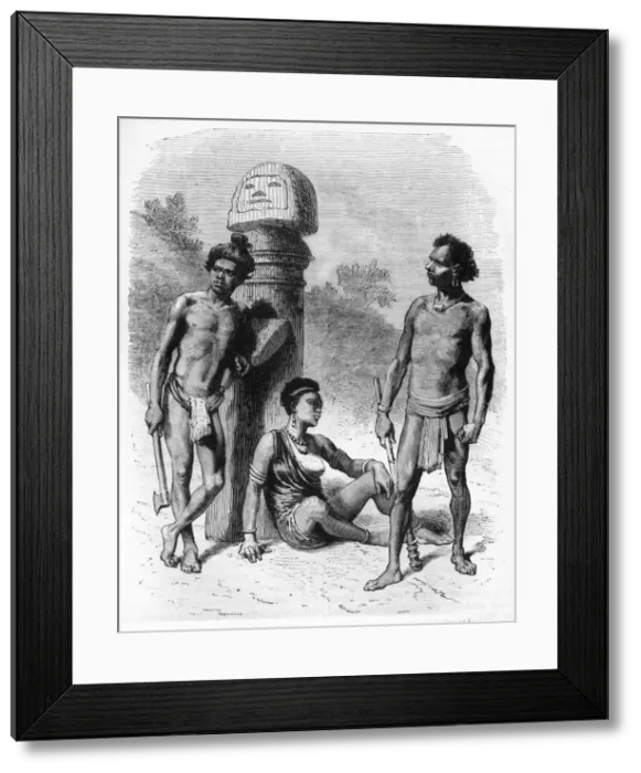 Framed Print : Group of Sontals, natives of the Rajmahal Mountains (Bengal), c1891. Creator: James Grant Framed Print : Group of Sontals, natives of the Rajmahal Mountains (Bengal), c1891. Creator: James Grant