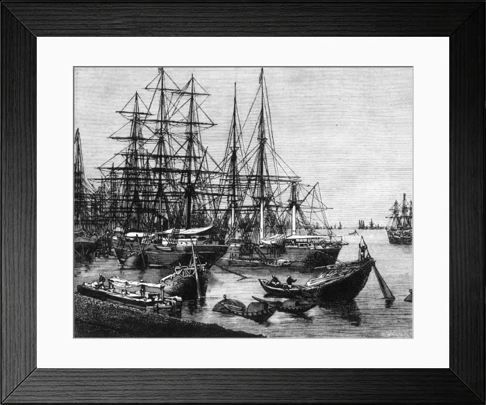 Framed Print : View of the Port of Calcutta, c1891. Creator: James Grant Framed Print : View of the Port of Calcutta, c1891. Creator: James Grant