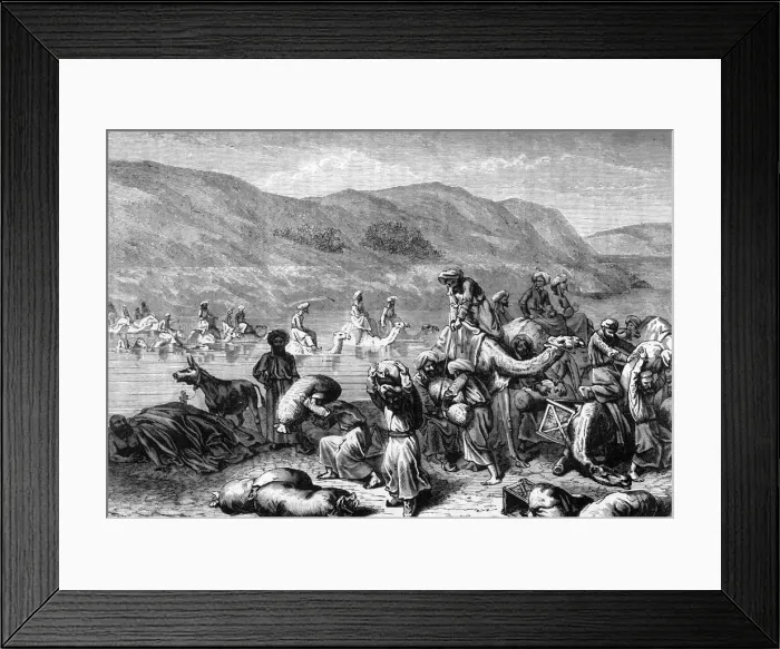 Framed Print : Merchants Crossing the Indus, c1891. Creator: James Grant Framed Print : Merchants Crossing the Indus, c1891. Creator: James Grant