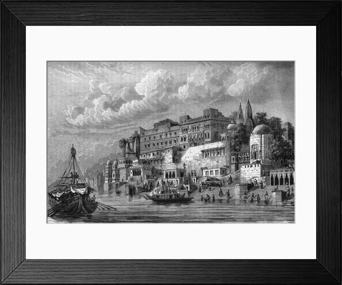 Framed Print : View of the Quay of Benares, c1891. Creator: James Grant Framed Print : View of the Quay of Benares, c1891. Creator: James Grant