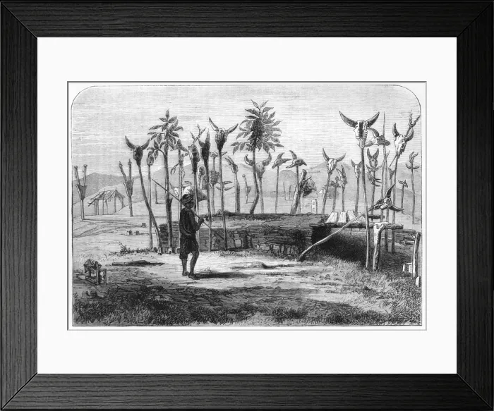 Framed Print : The Grave of a Lushai Chief, c1891. Creator: James Grant Framed Print : The Grave of a Lushai Chief, c1891. Creator: James Grant