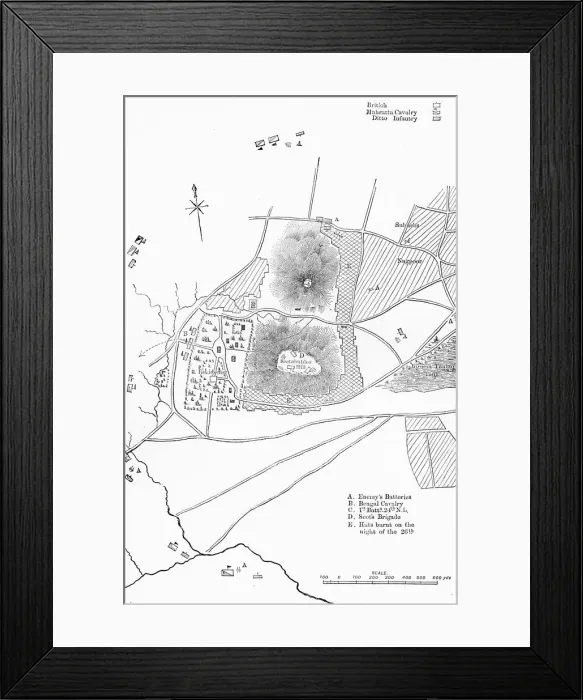Framed Print : Plan of the Defence of Seetabuldee Hill, c1891. Creator: James Grant