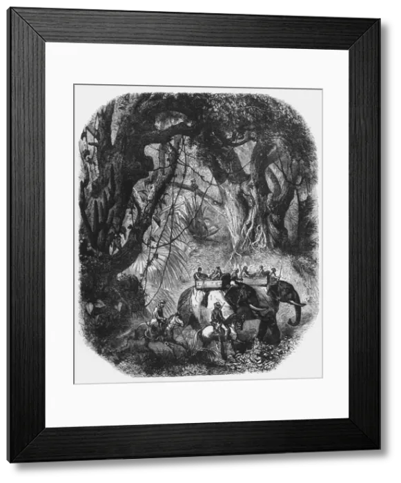 Framed Print : Flight of Europeans from the Mutineers, c1891. Creator: James Grant Framed Print : Flight of Europeans from the Mutineers, c1891. Creator: James Grant