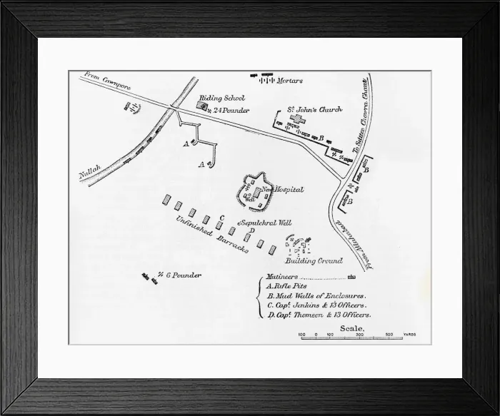 Framed Print : Plan of the Entrenchment at Cawnpore, June, 1857, c1891. Creator: James Grant Framed Print : Plan of the Entrenchment at Cawnpore, June, 1857, c1891. Creator: James Grant