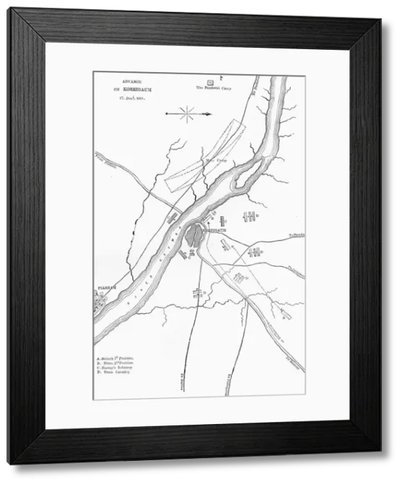 Framed Print : Plan of the Advance on Koreigaum, c1891. Creator: James Grant Framed Print : Plan of the Advance on Koreigaum, c1891. Creator: James Grant
