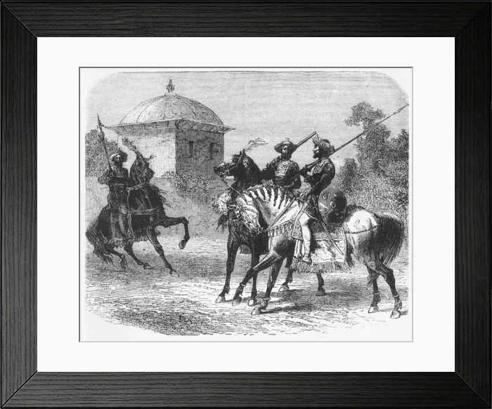 Framed Print : Horsemen of the Guicowars Bodyguard at Baroda, c1891. Creator: James Grant Framed Print : Horsemen of the Guicowars Bodyguard at Baroda, c1891. Creator: James Grant