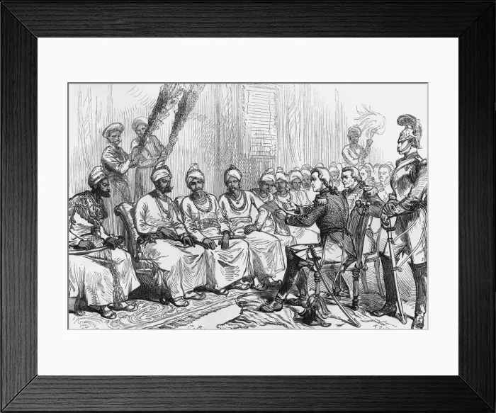 Framed Print : Negotiations for Peace: Meeting of the British and Burmese Commissioners, c1891. Creator: James Grant Framed Print : Negotiations for Peace: Meeting of the British and Burmese Commissioners, c1891. Creator: James Grant