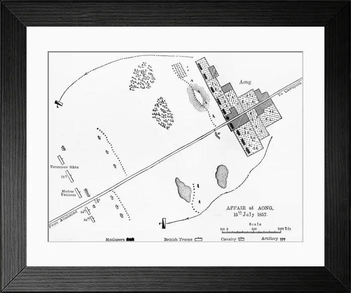 Framed Print : Plan of the Affair at Aong, c1891. Creator: James Grant Framed Print : Plan of the Affair at Aong, c1891. Creator: James Grant